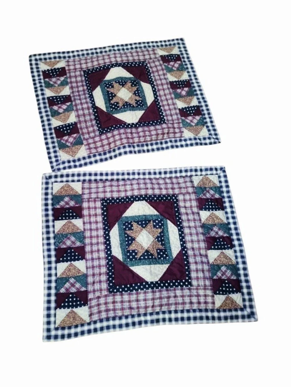 Vintage Patchwork Countrycore Quilted Pillowshams 24 x 30 Set Of 2